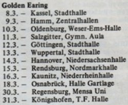 Golden Earring German tourdates March 1973 Sounds magazine 2-1972